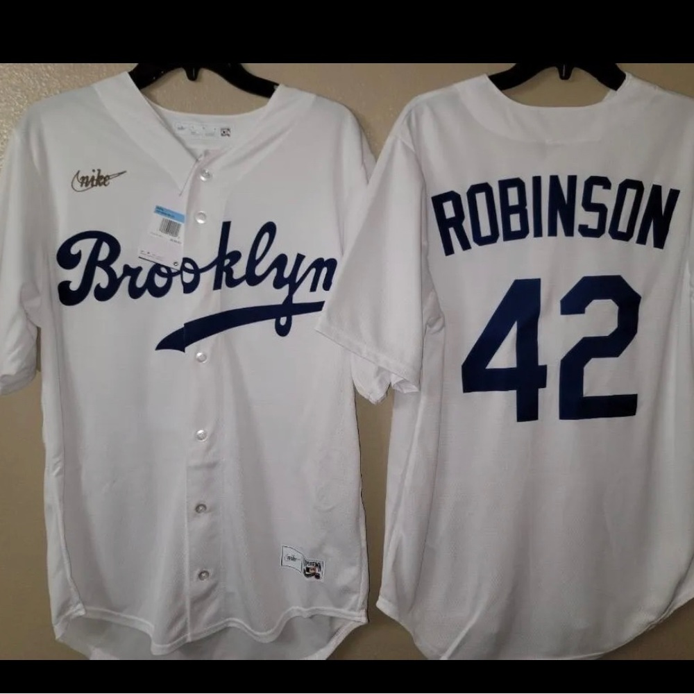 Nike Brooklyn Dodgers JACKIE ROBINSON 100% REAL Baseball JERSEY NWT $135 MEDIUM